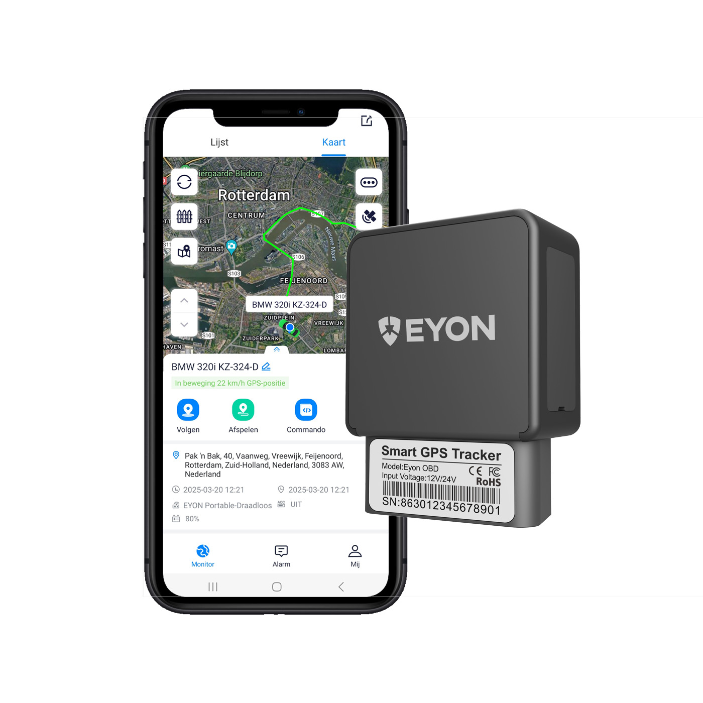 Eyon OBD GPS Tracker realtime zonder kosten